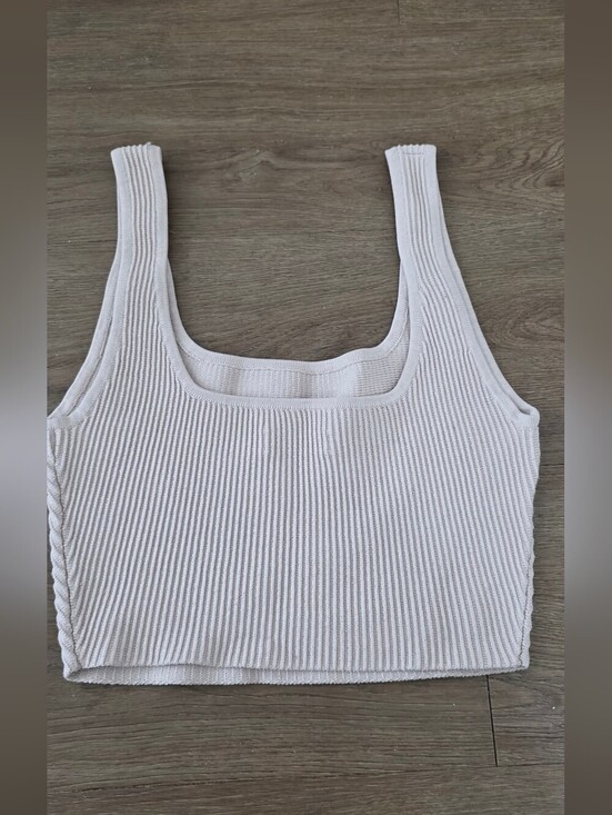 Babaton Tops - Babaton Ribbed Scoop Crop Tank — Dusty Blush